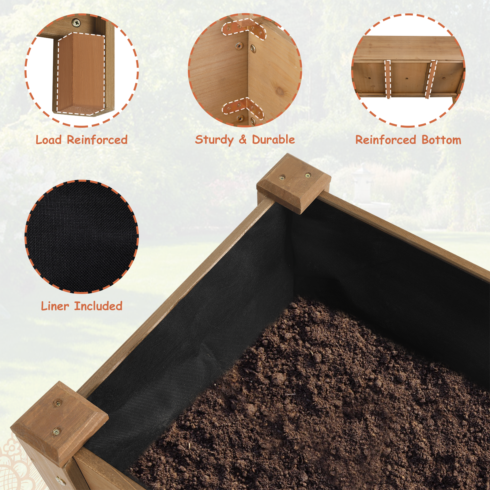 46.65" L Raised Garden Bed - Wooden Elevated Planter Box with Shelf - Image 5