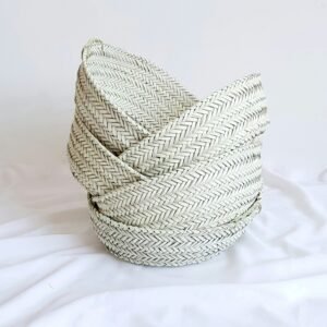 IRONPECK woven storage basket with lid, natural fiber home organizer