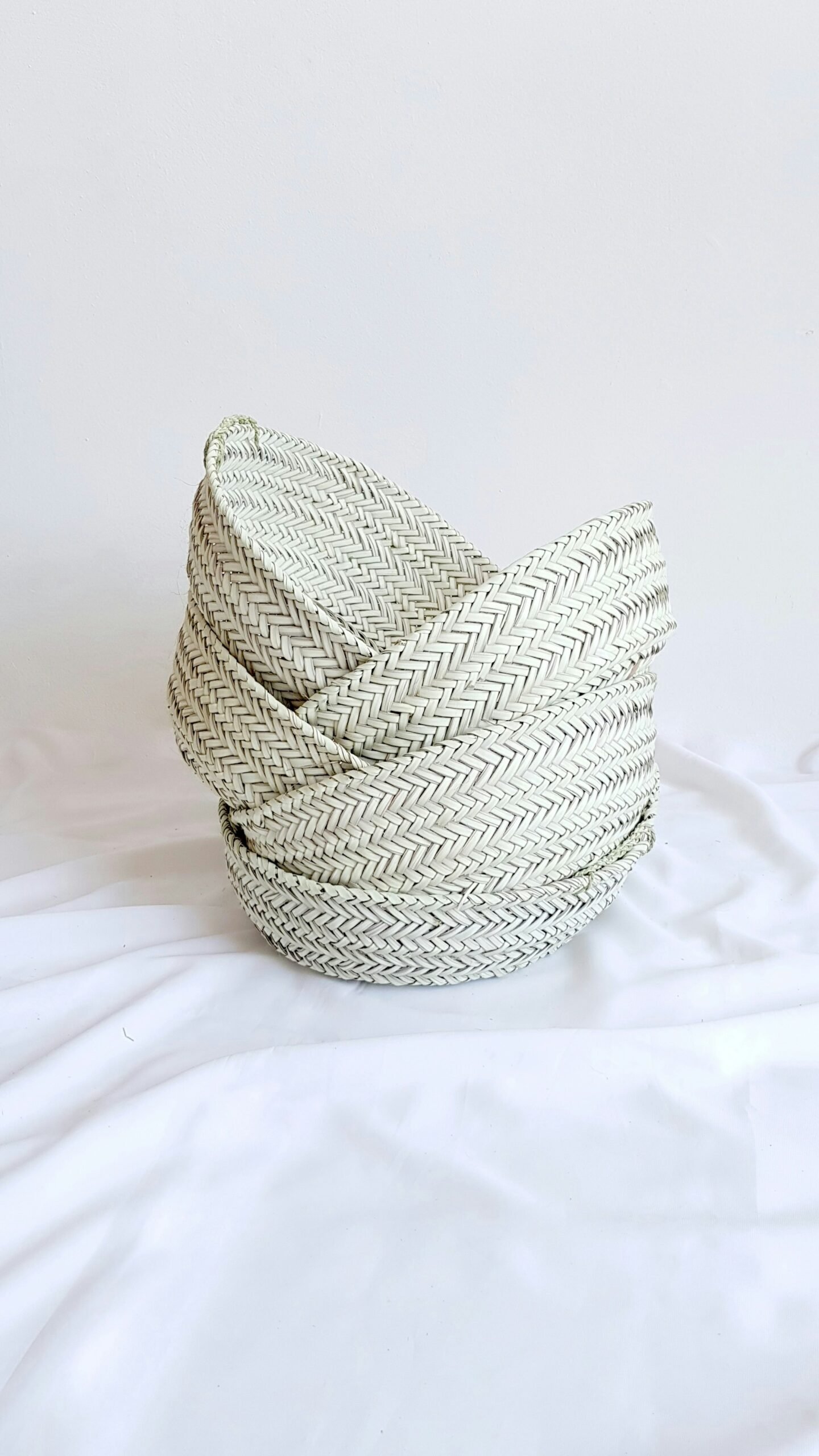 IRONPECK woven storage basket with lid, natural fiber home organizer