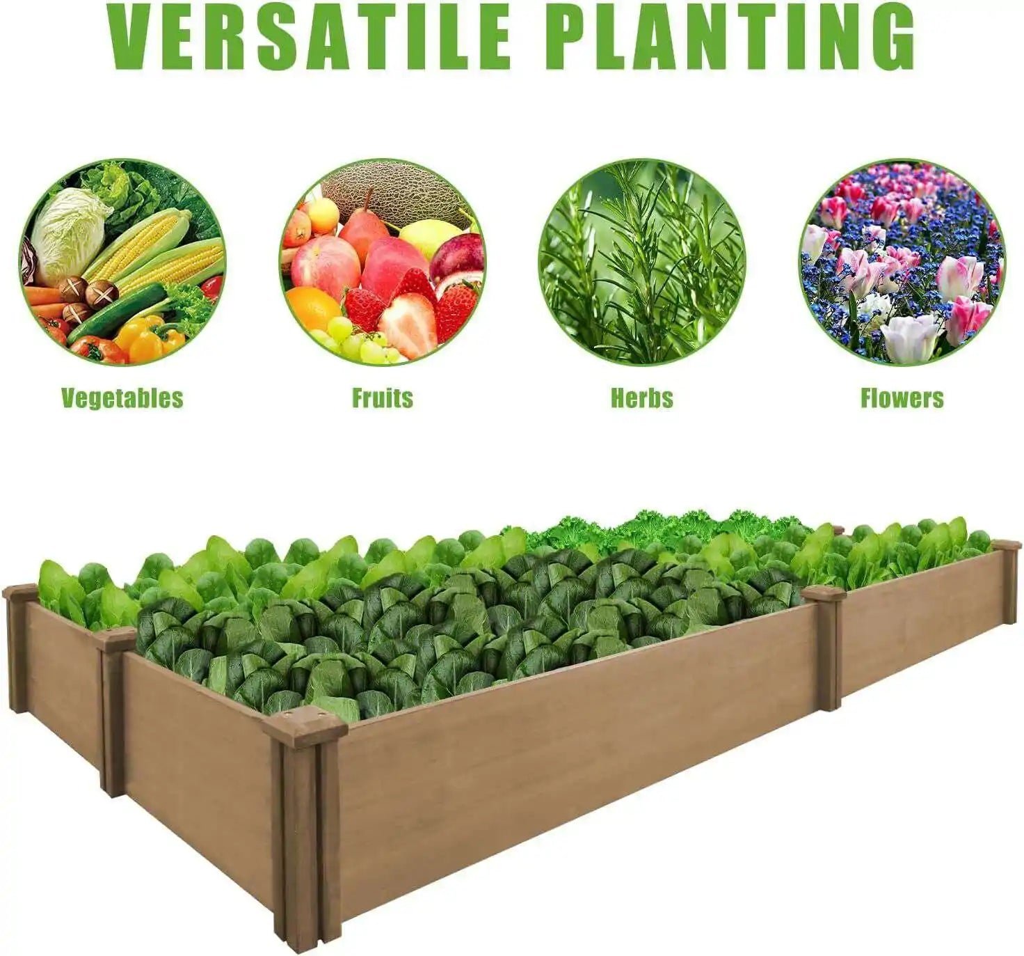 8x4 Ft Large Garden Bed - Outdoor Wooden Planter - Image 6