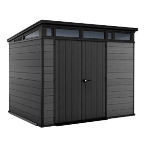 Keter Cortina 9 x 7 ft Resin Storage Shed – Outdoor Plastic Garden Shed, Gray