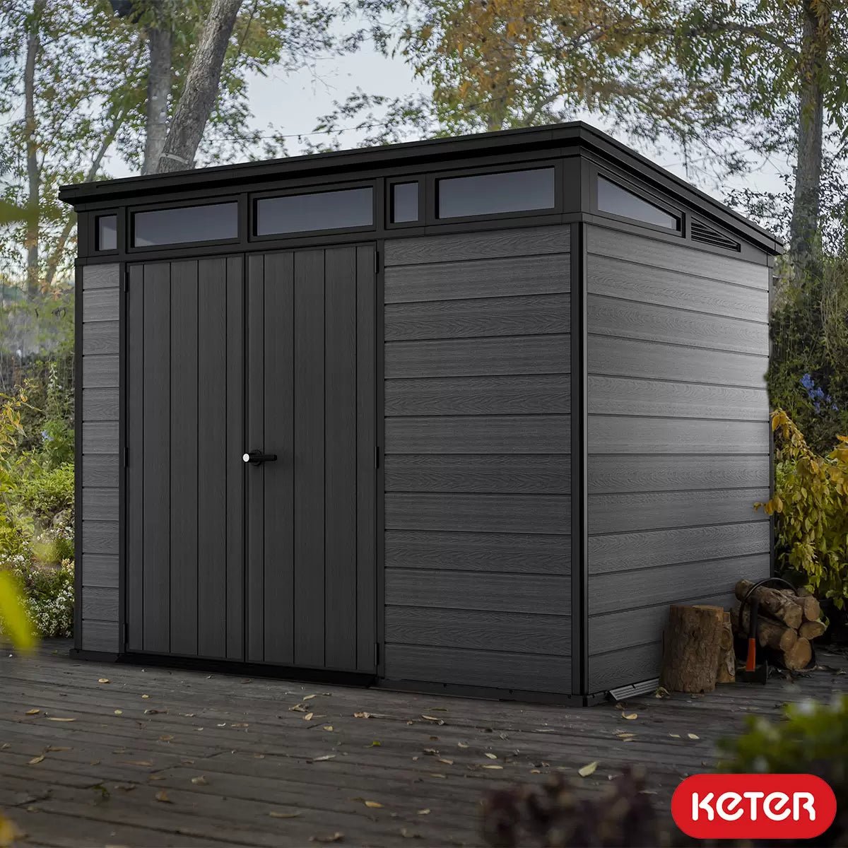 Keter Cortina 9 x 7 ft Resin Storage Shed – Outdoor Plastic Garden Shed, Gray - Image 2