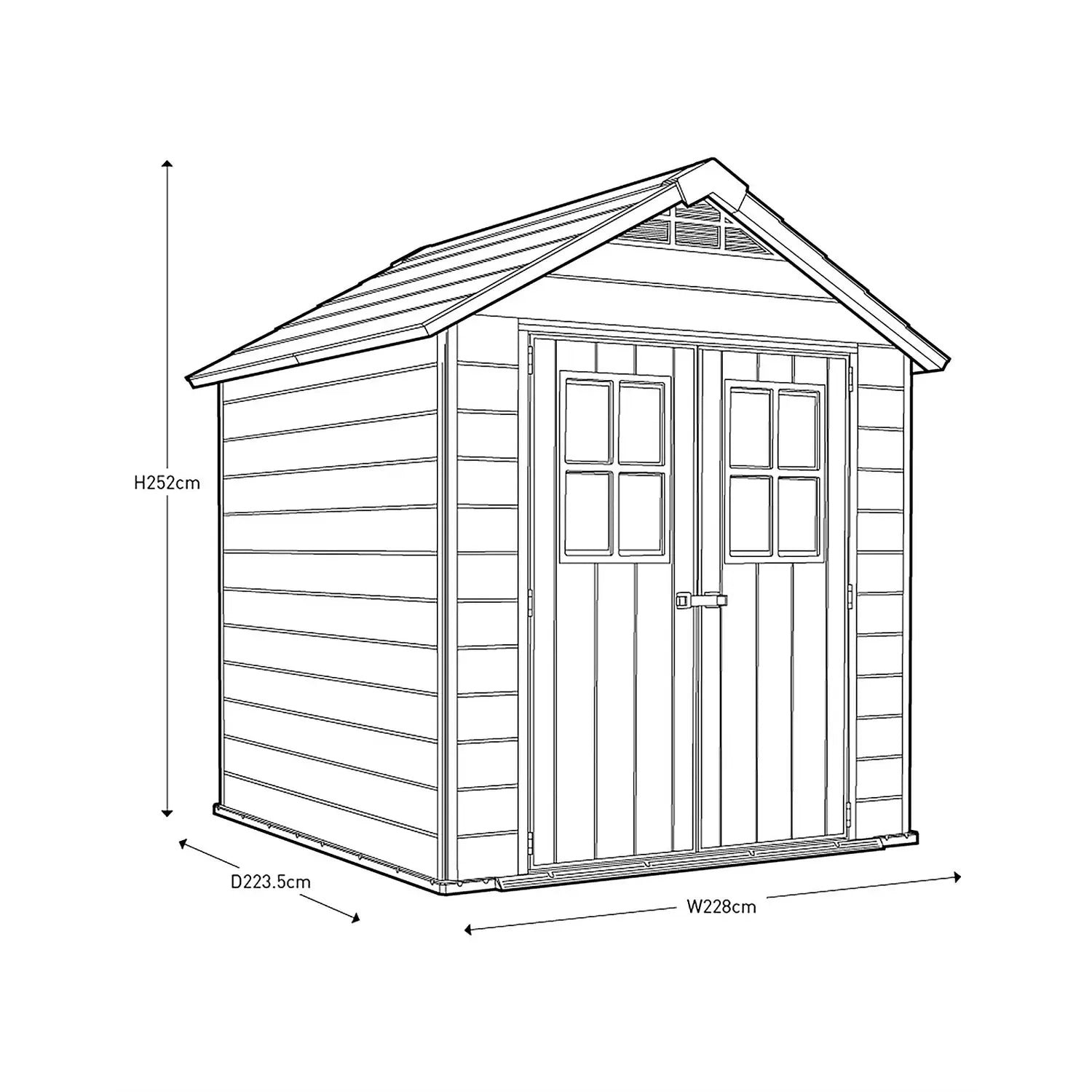 Keter Newton 7 x 7 ft Resin Storage Shed – Double Door Apex Roof Outdoor Plastic Shed - Image 10