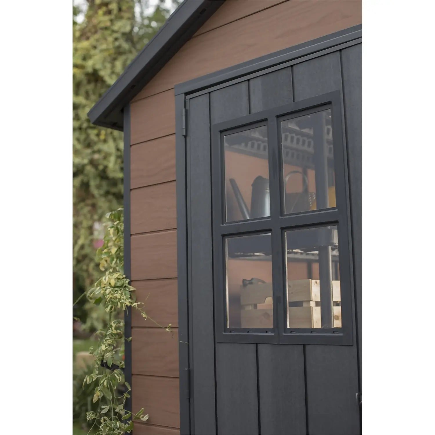 Keter Newton 7 x 7 ft Resin Storage Shed – Double Door Apex Roof Outdoor Plastic Shed - Image 8