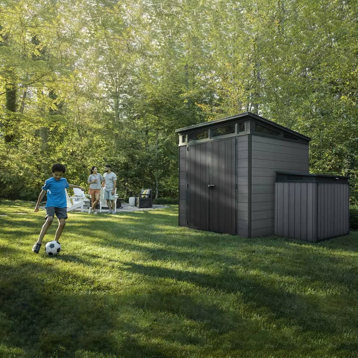 Keter Cortina 7 x 7 ft Resin Storage Shed – Outdoor Plastic Garden Shed, Gray - Image 5
