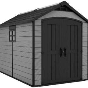 Keter Premier 7.5 x 11 ft Resin Storage Shed – Large Outdoor Plastic Garden Shed, Gray