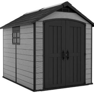 Keter Premier 7.5 x 9 ft Resin Storage Shed – Outdoor Plastic Garden Shed, Gray