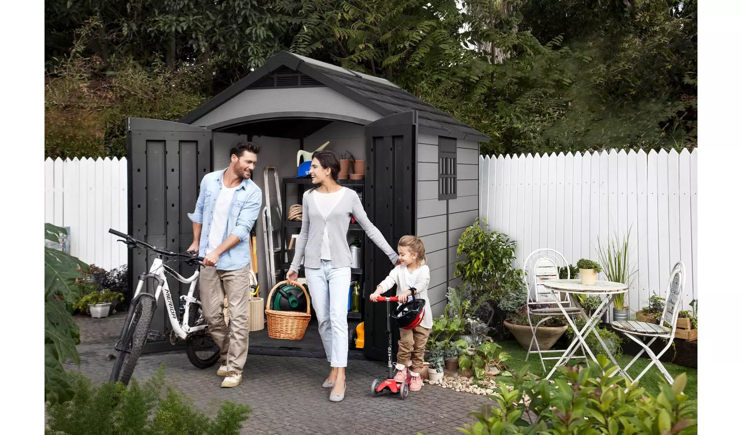 Keter Premier 7.5 x 9 ft Resin Storage Shed – Outdoor Plastic Garden Shed, Gray - Image 2