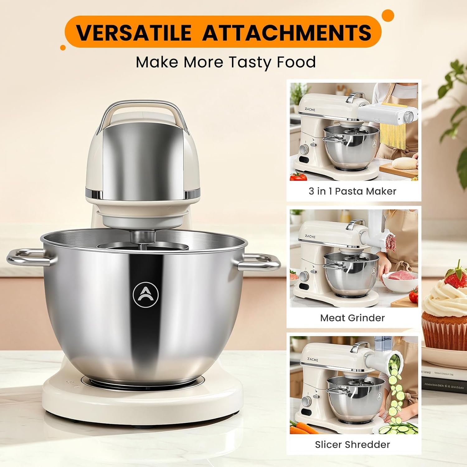 ZACME 8.4QT Commercial Stand Mixer - 800W with 11 Speeds, Tilt Head & NSF/ANSI 8-2023 Certified - ZM-KM76A05 - Image 3