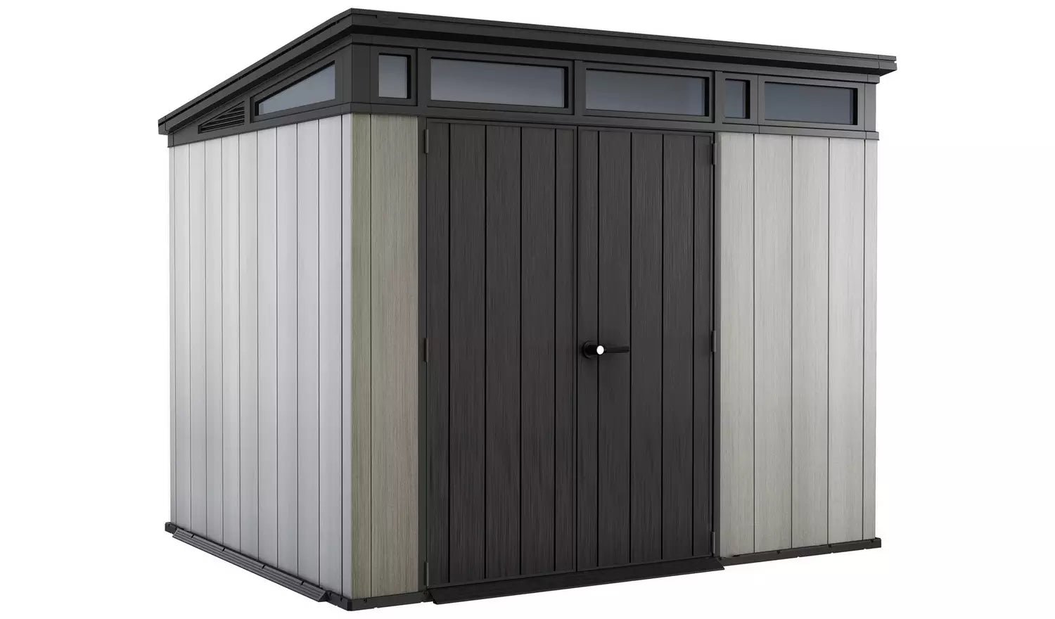Keter Artisan 9 x 7 ft Resin Storage Shed – Double Door Pent Roof Outdoor Plastic Shed
