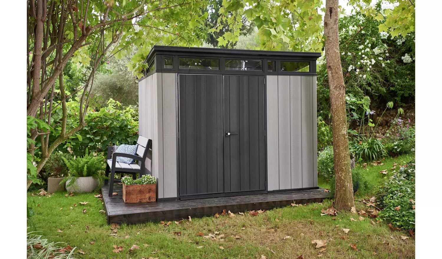 Keter Artisan 9 x 7 ft Resin Storage Shed – Double Door Pent Roof Outdoor Plastic Shed - Image 2