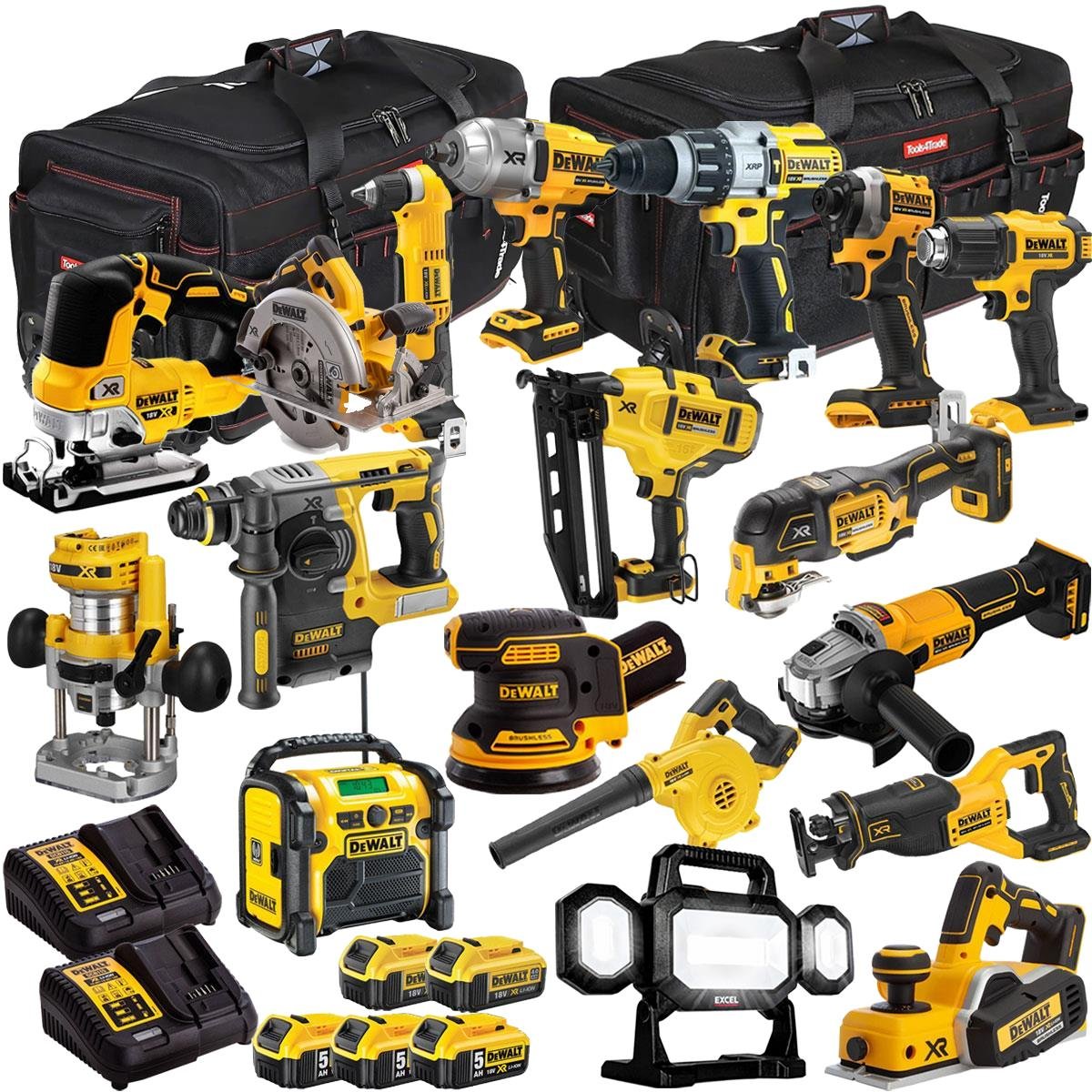 DEWALT 20V MAX XR 18 Tool Combo Kit with 5 Batteries & Charger – Cordless Power Tool Set (T4TKIT-1067)