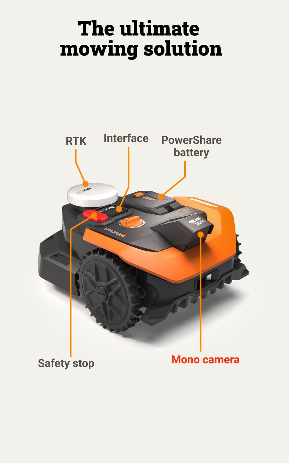 WORX Landroid Vision Cloud WR303E 2WD Robot Lawn Mower – Wire-Free AI Vision Robotic Mower with App Control - Image 8