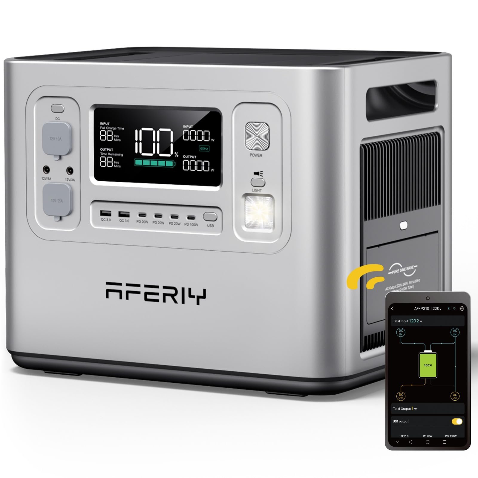 2048Wh 2400W Portable Power Station LiFePO4 – Solar Generator Battery Backup for Home & Camping