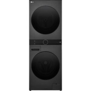 LG WashTower Washer & Dryer Stack – Wi-Fi Smart Front Load Washer and Dryer, Platinum Black