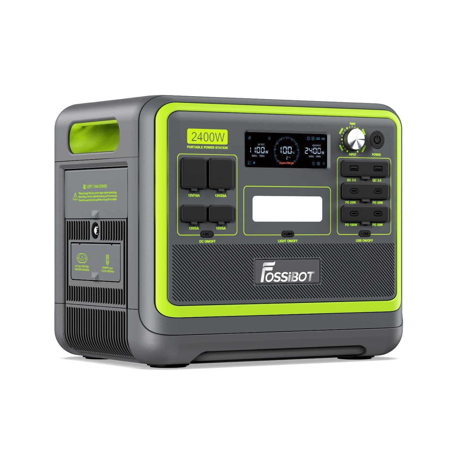 FOSSiBOT F2400 Portable Power Station 2048Wh LiFePO4 – 2400W Solar Generator with UPS for RV, Camping & Home