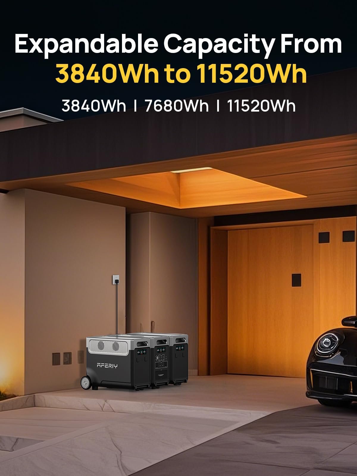 AFERIY 3840Wh Portable Power Station – Expandable to 11520Wh LiFePO4 Solar Generator for Home Backup - Image 6