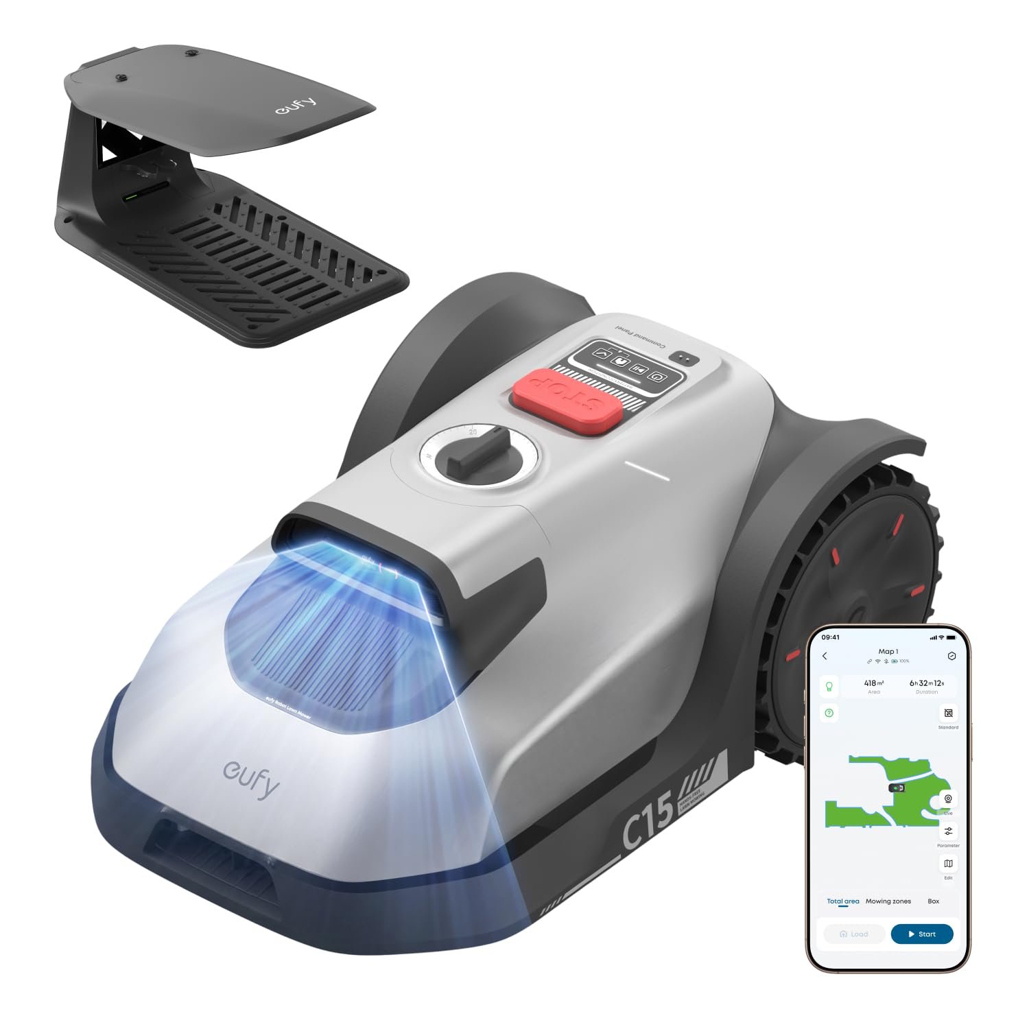 eufy C15 Robot Lawn Mower with Garage – Wire-Free AI Vision Robotic Mower for Lawns up to 5,400 sq ft