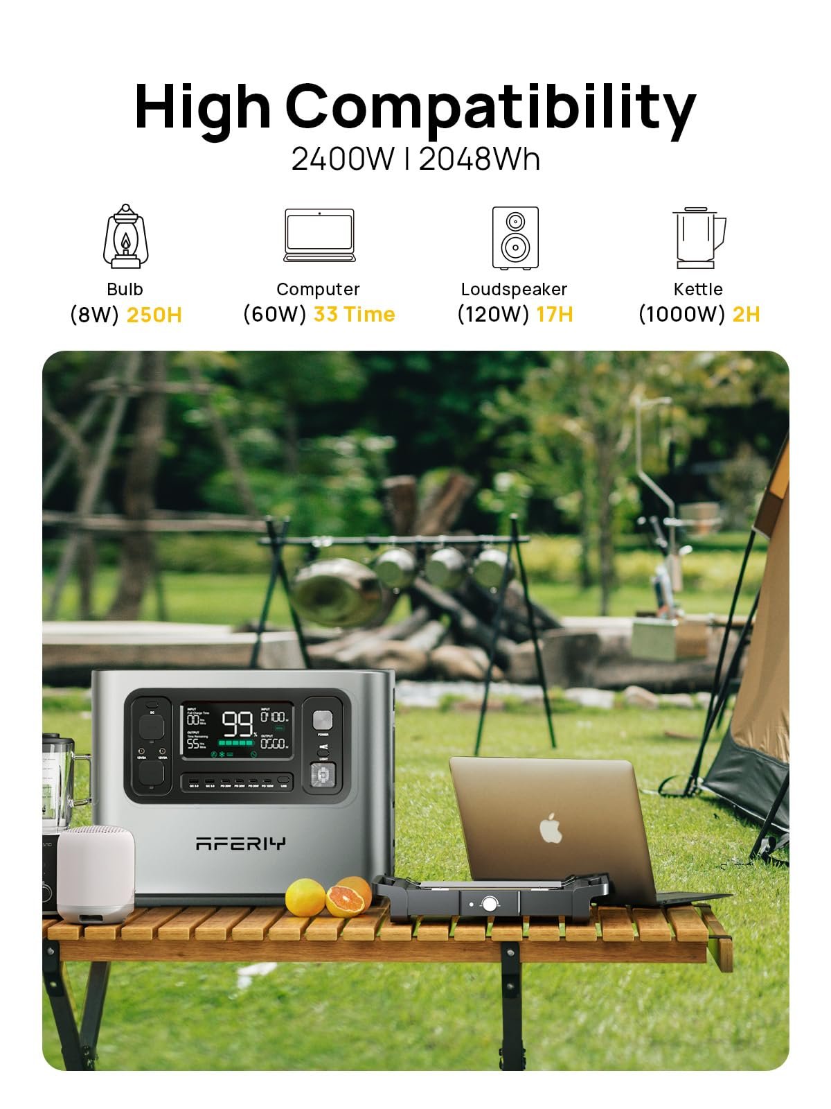 2048Wh 2400W Portable Power Station LiFePO4 – Solar Generator Battery Backup for Home & Camping - Image 5