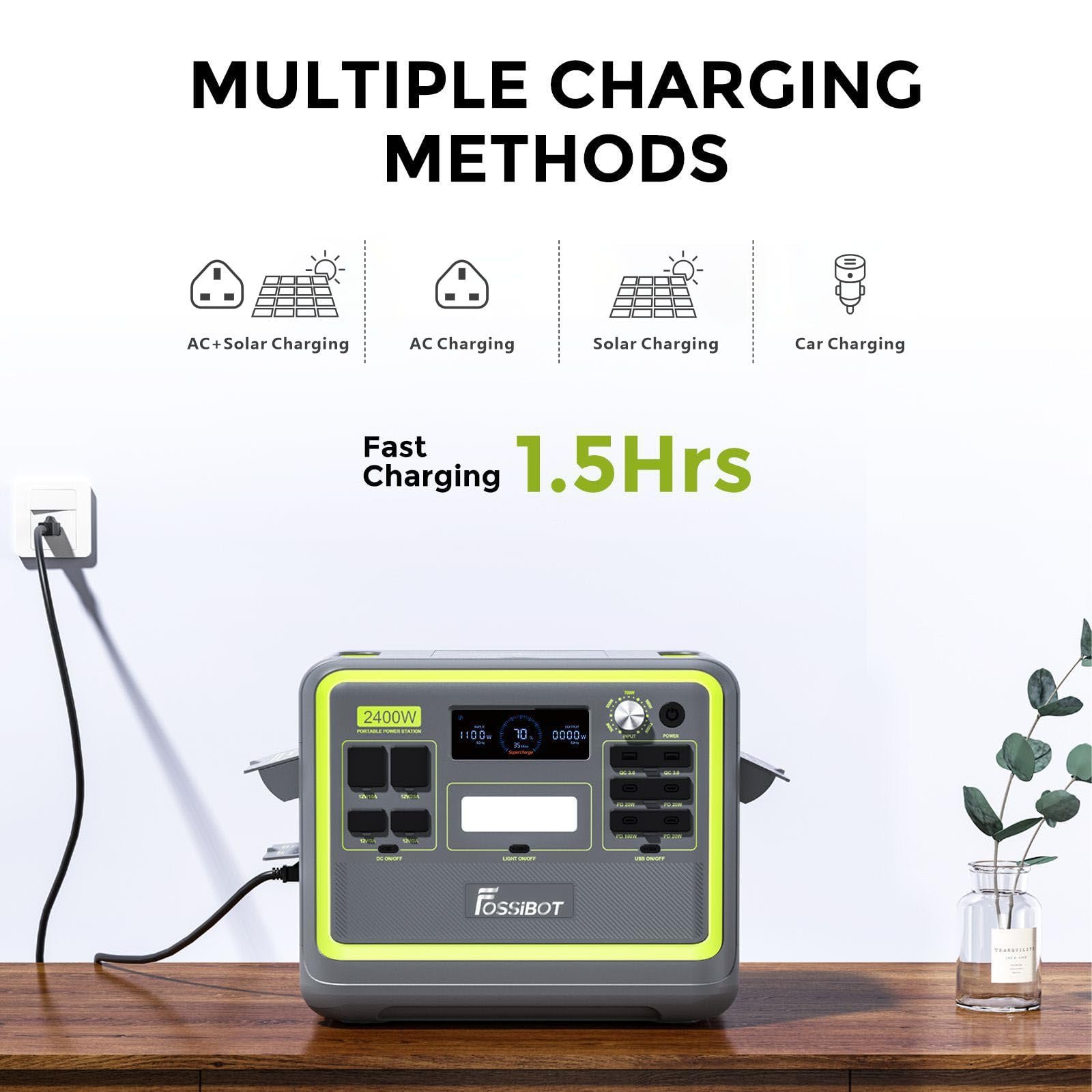 FOSSiBOT F2400 Portable Power Station 2048Wh LiFePO4 – 2400W Solar Generator with UPS for RV, Camping & Home - Image 8