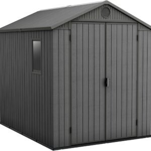 6 x 8 ft Outdoor Resin Storage Shed with Double Doors, Window & Heavy-Duty Floor – Plastic Backyard Shed