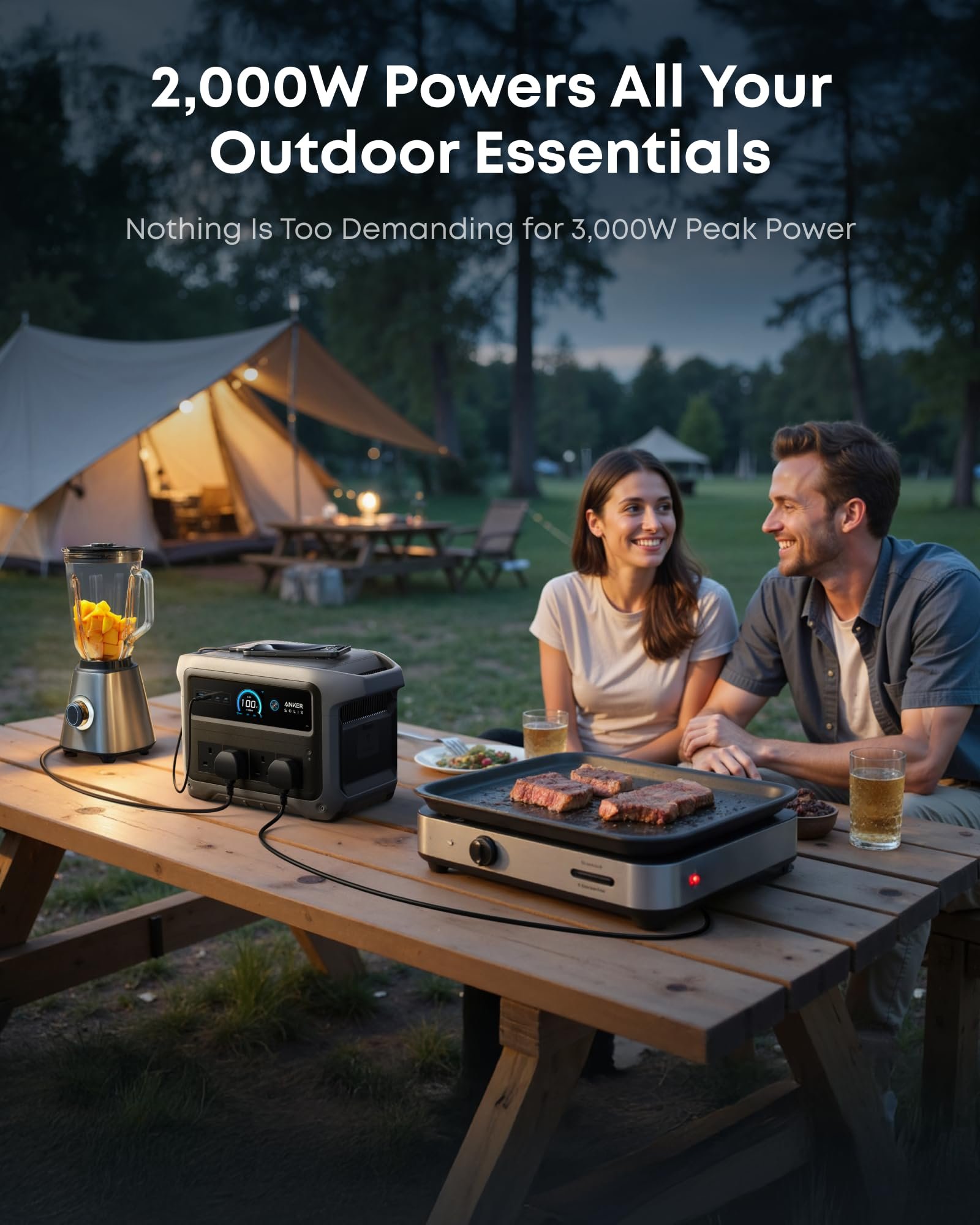 Anker SOLIX C1000 Gen 2 Portable Power Station 1024Wh 2000W – LiFePO4 Solar Generator with AC Charging Cable - Image 3