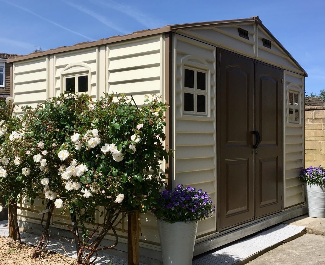 10 x 8 ft Outdoor Resin Storage Shed with Double Doors, Windows & Floor Foundation – Plastic Backyard Shed - Image 4