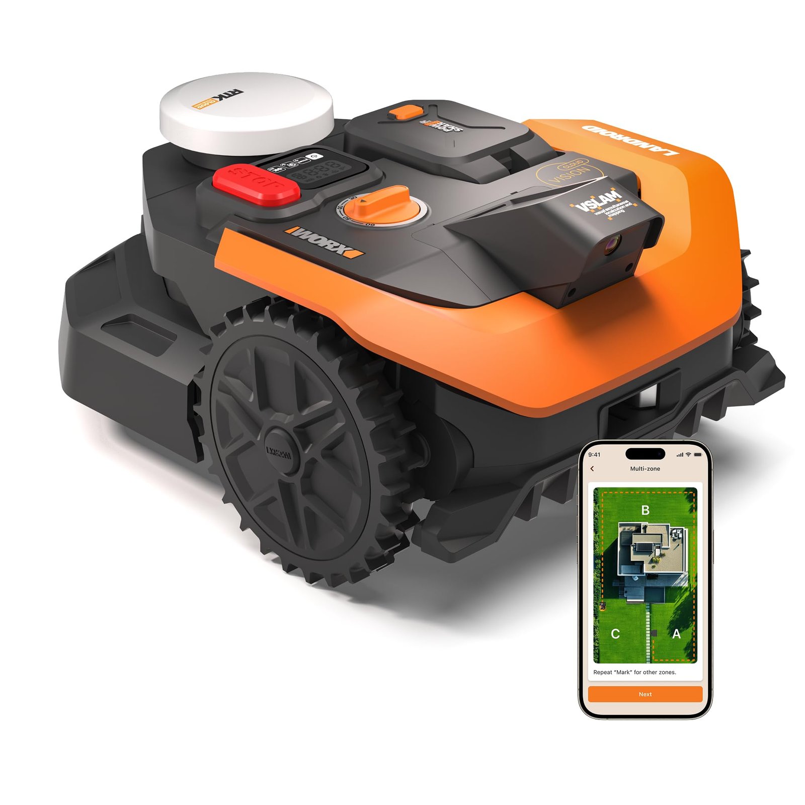 WORX Landroid Vision Cloud WR303E 2WD Robot Lawn Mower – Wire-Free AI Vision Robotic Mower with App Control