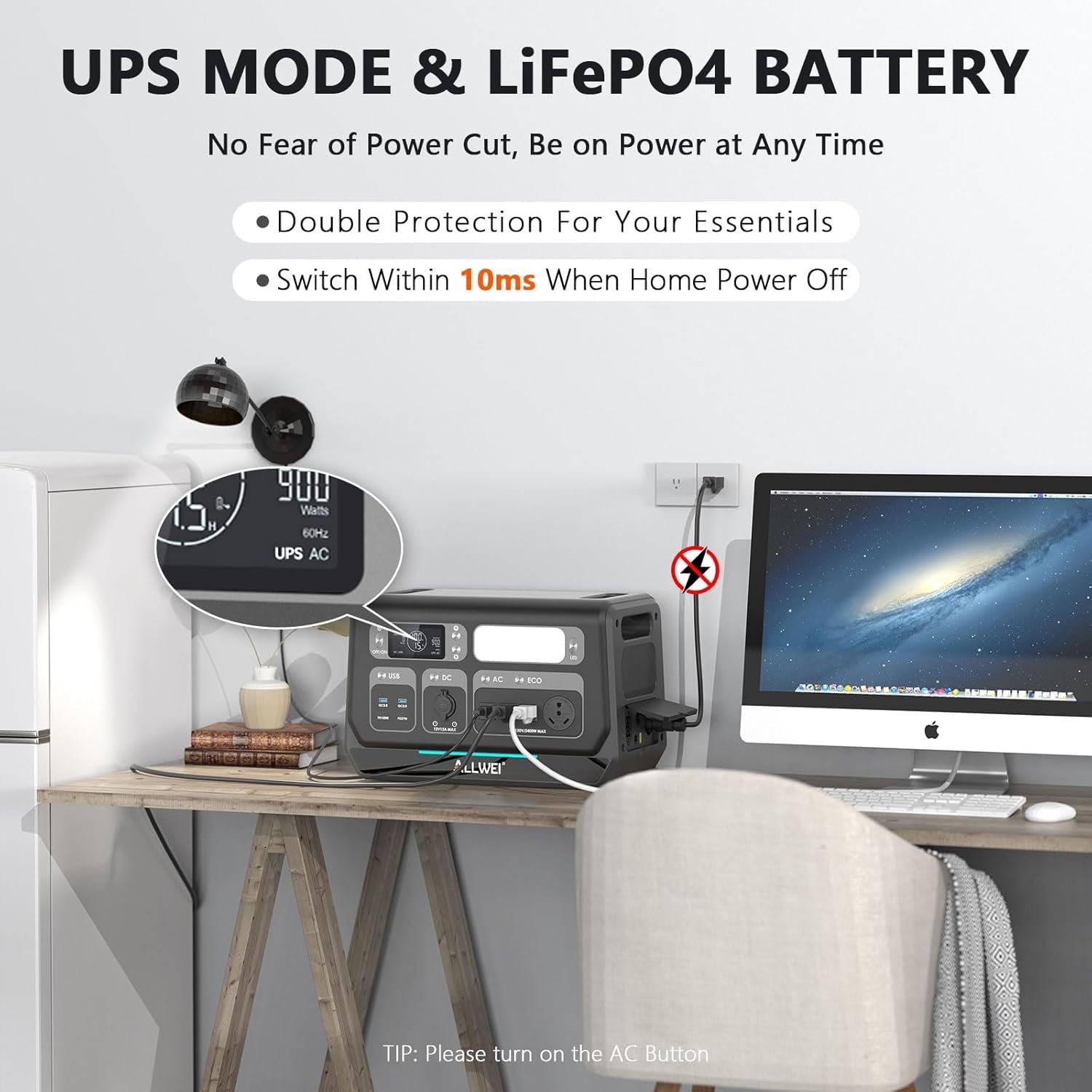 2400W Portable Power Station 2048Wh LiFePO4 (4800W Peak) – Solar Generator with UPS for Home Backup & RV - Image 3