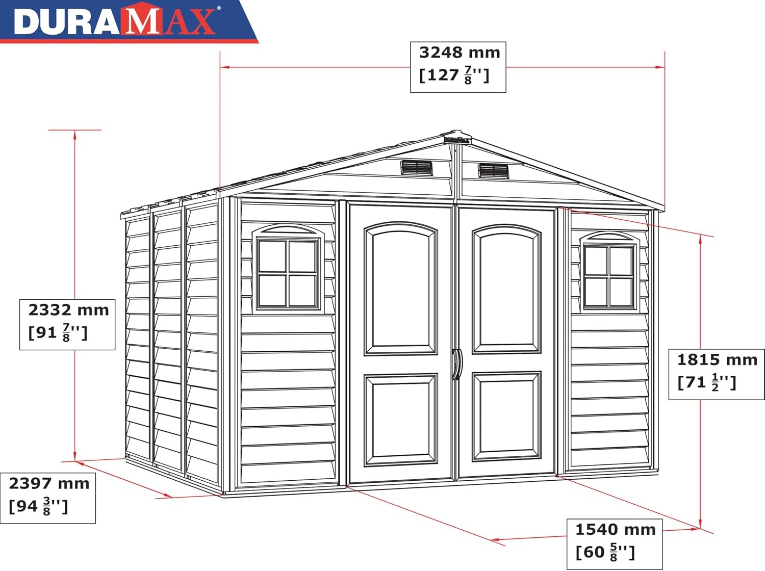 10 x 8 ft Outdoor Resin Storage Shed with Double Doors, Windows & Floor Foundation – Plastic Backyard Shed - Image 7