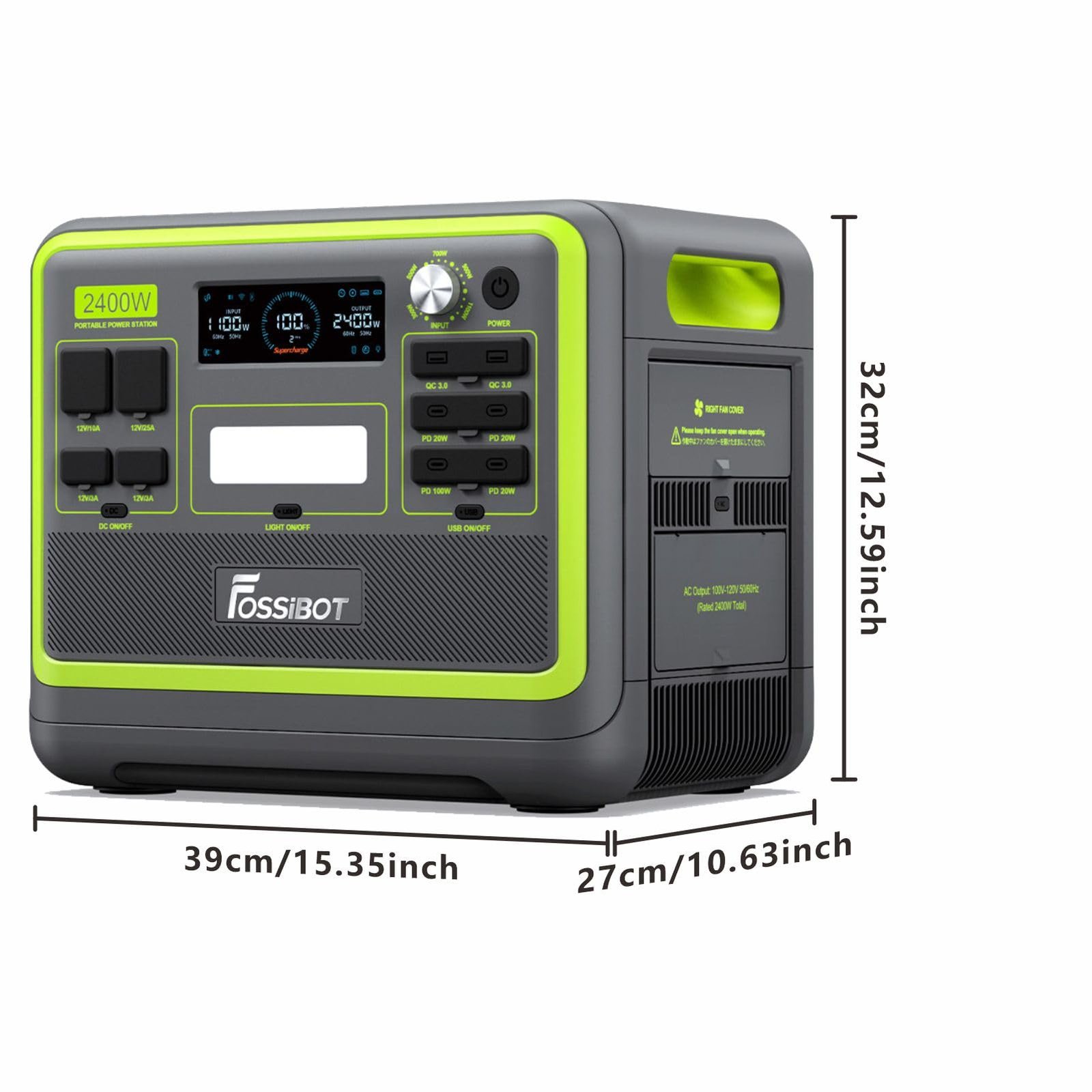 FOSSiBOT F2400 Portable Power Station 2048Wh LiFePO4 – 2400W Solar Generator with UPS for RV, Camping & Home - Image 3