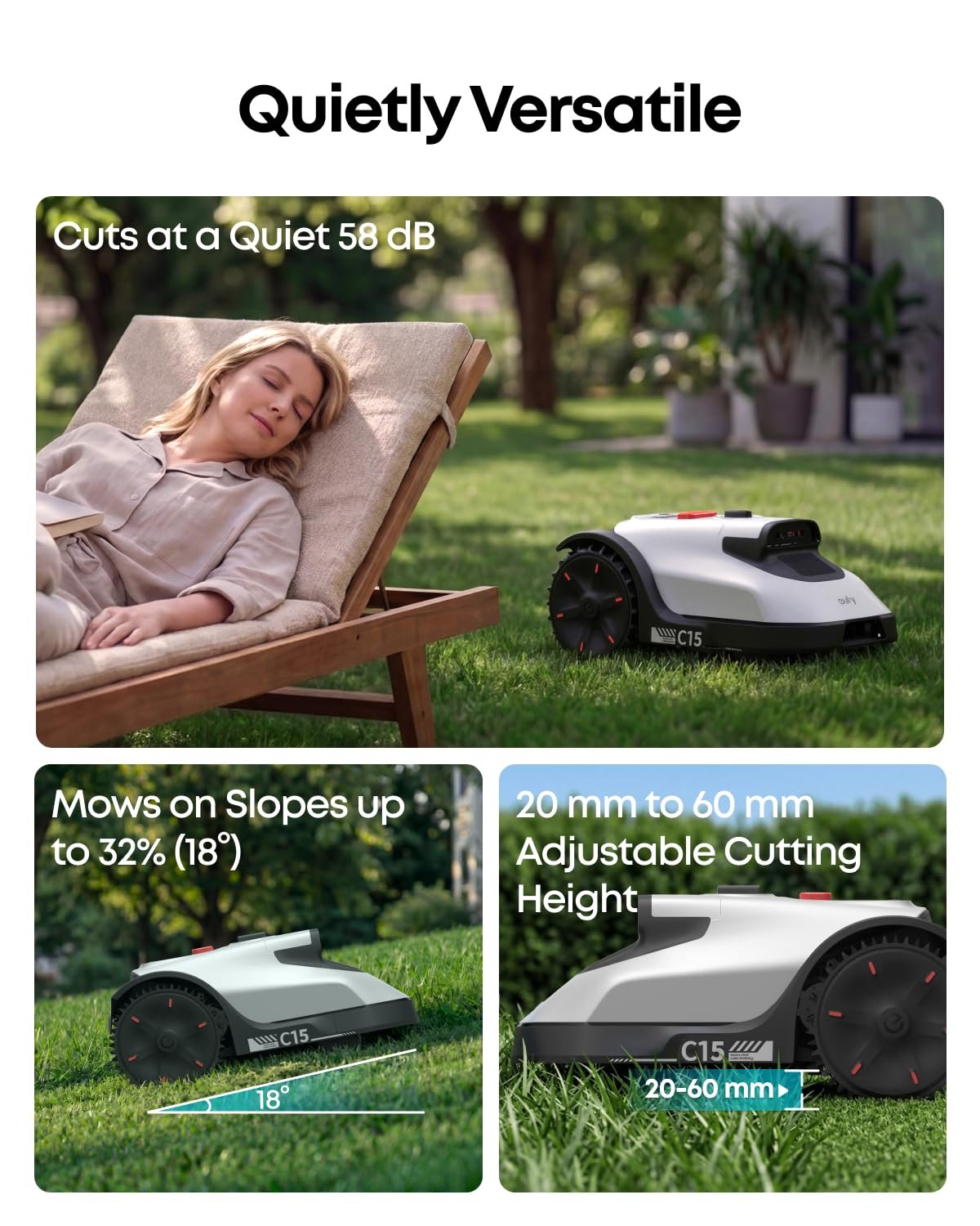 eufy C15 Robot Lawn Mower with Garage – Wire-Free AI Vision Robotic Mower for Lawns up to 5,400 sq ft - Image 8