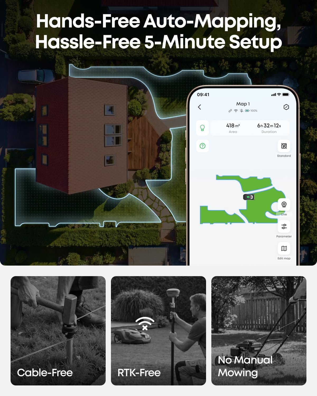 eufy C15 Robot Lawn Mower with Garage – Wire-Free AI Vision Robotic Mower for Lawns up to 5,400 sq ft - Image 4