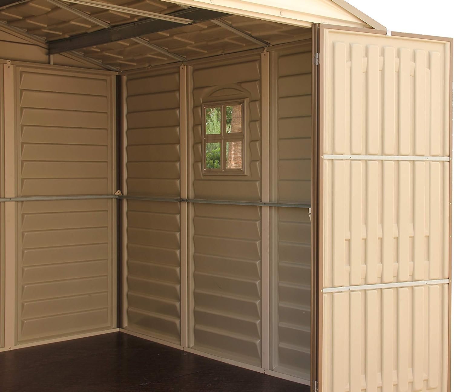 10 x 8 ft Outdoor Resin Storage Shed with Double Doors, Windows & Floor Foundation – Plastic Backyard Shed - Image 12
