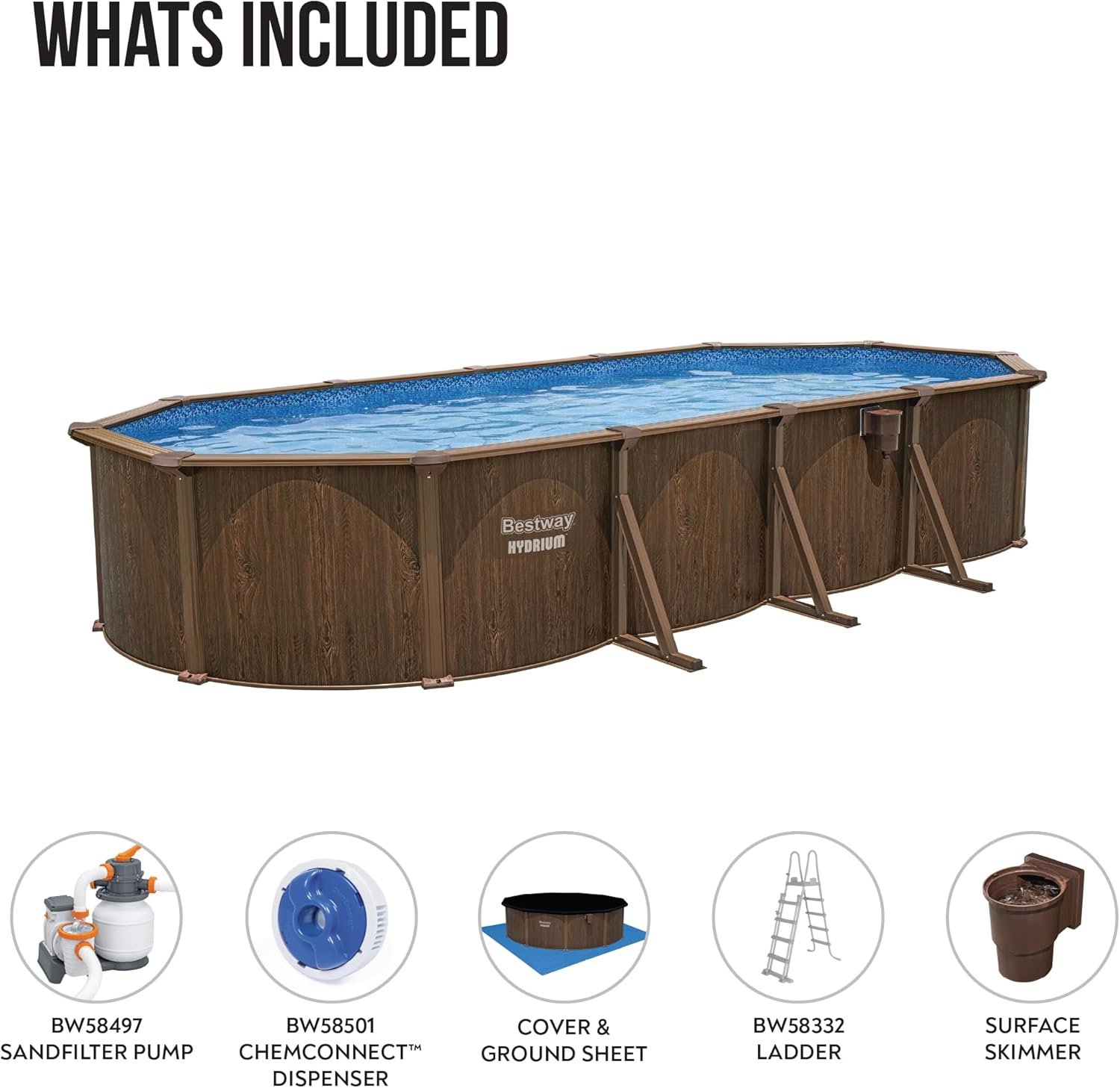 Bestway Hydrium 24 ft Oval Above Ground Pool Set – Steel Wall Swimming Pool with Sand Filter Pump - Image 6