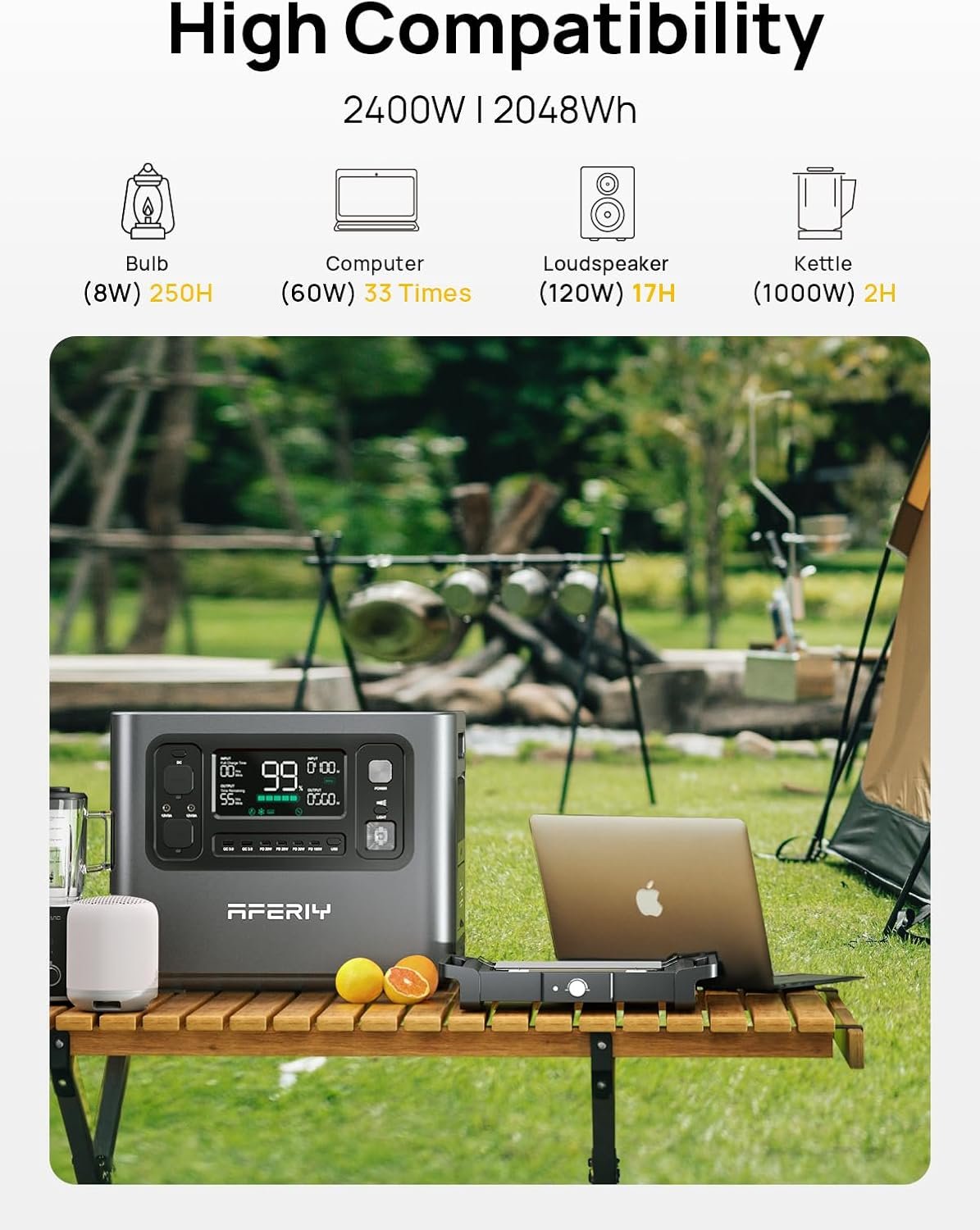 2048Wh Portable Power Station 2400W LiFePO4 – Solar Generator with UPS for Home Backup, Camping & RV - Image 3