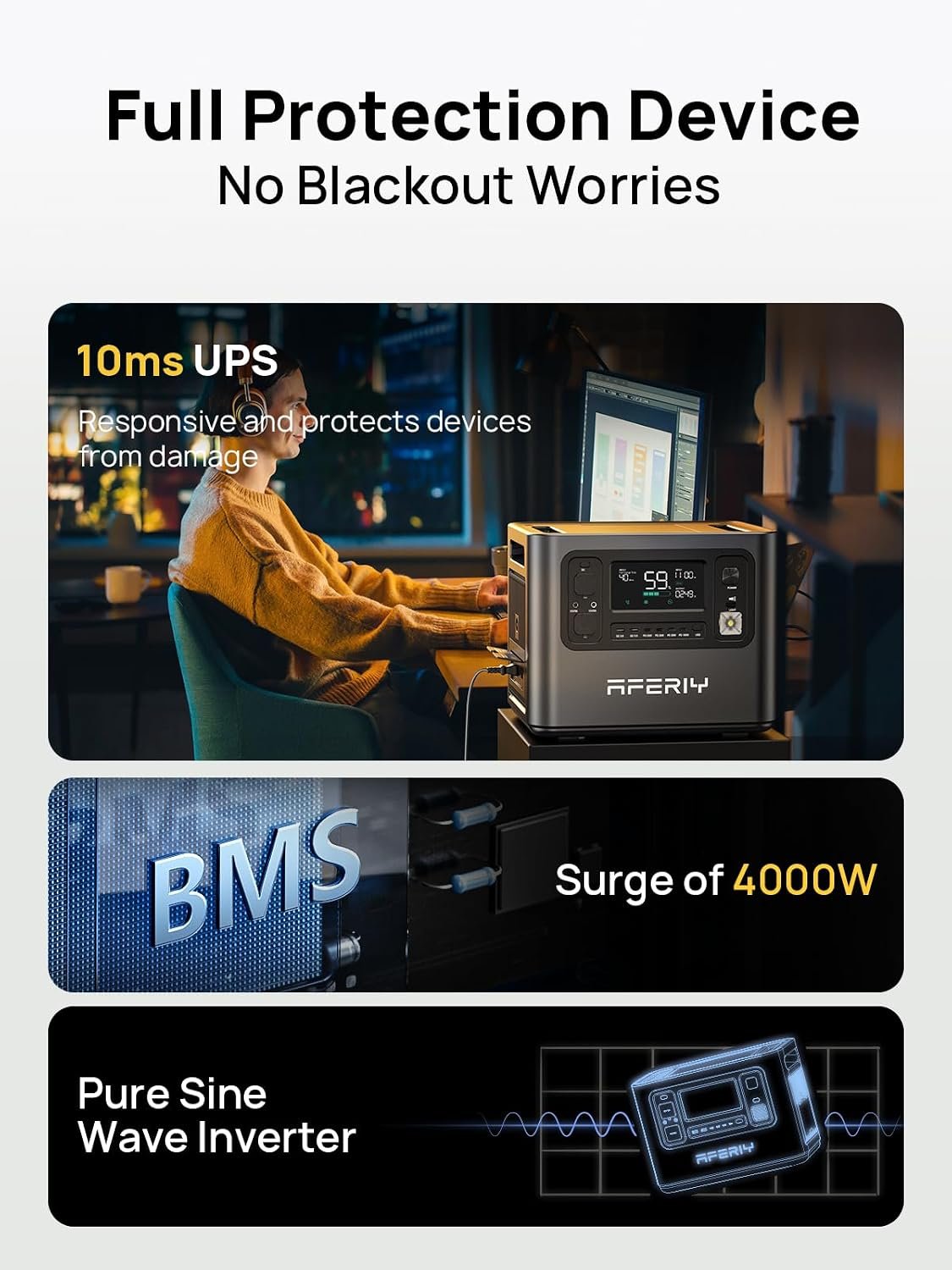 2048Wh Portable Power Station 2400W LiFePO4 – Solar Generator with UPS for Home Backup, Camping & RV - Image 4