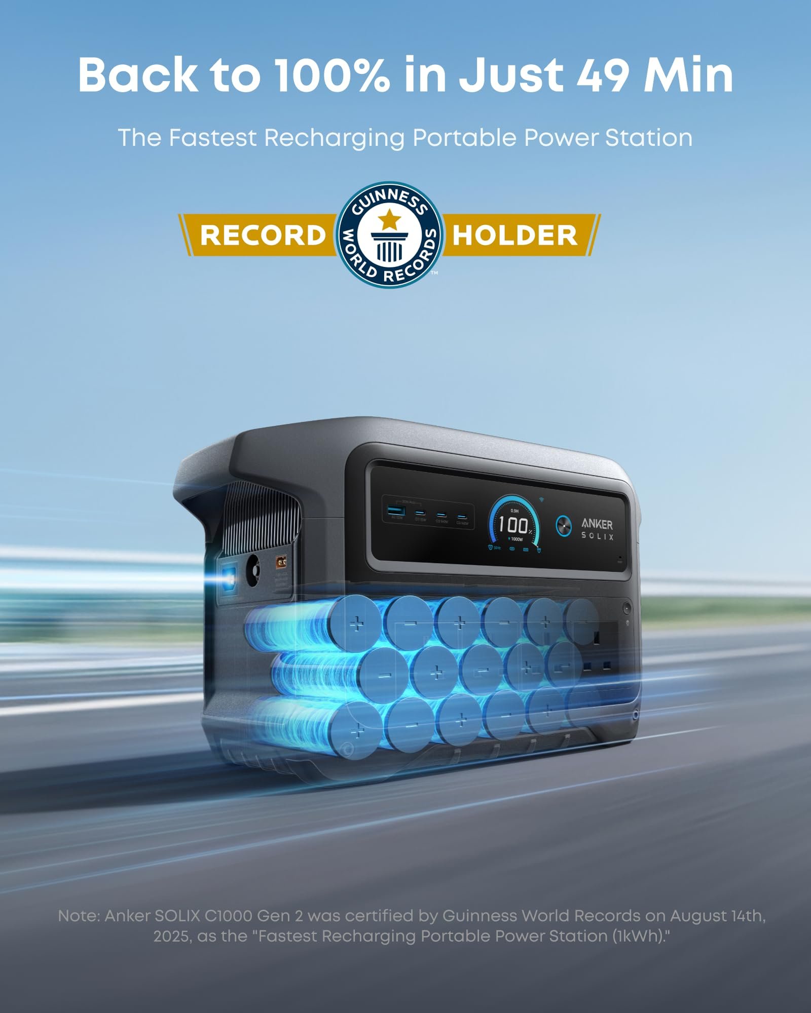 Anker SOLIX C1000 Gen 2 Portable Power Station 1024Wh 2000W – LiFePO4 Solar Generator with AC Charging Cable - Image 2