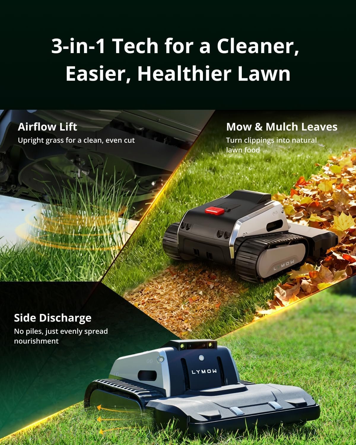 Lymow One Plus Robot Lawn Mower – Wire-Free RTK + Vision, 45° Slope Climbing, 1.1 Acres Daily, 16 in Dual Blades - Image 3
