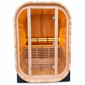 Duthss 2 Person Outdoor Sauna with 4.5kW Electric Heater – Traditional Wood Barrel Steam Sauna, 53 x 55 x 79 in