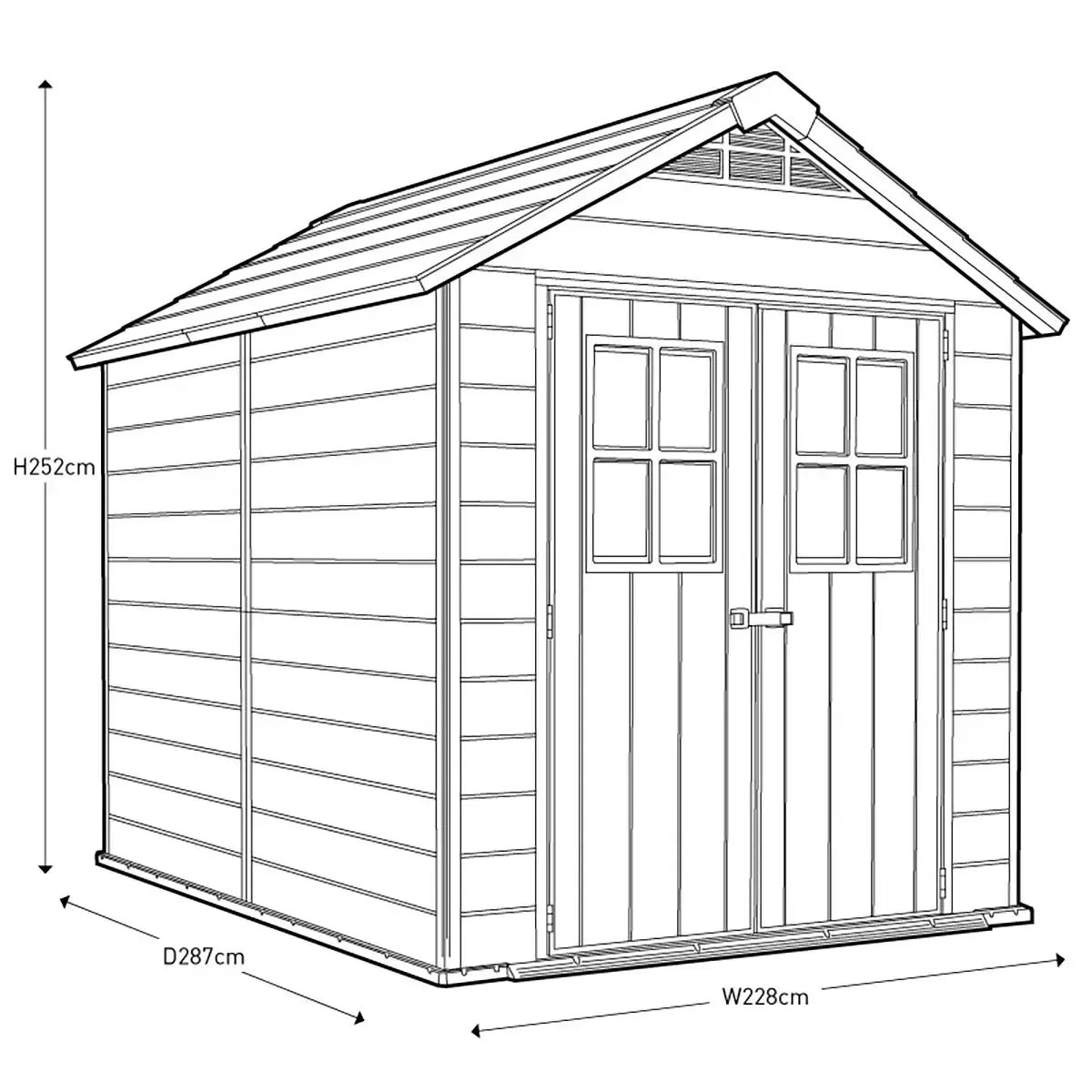 Keter Newton 7 x 9 ft Resin Storage Shed – Double Door Apex Roof Outdoor Plastic Shed - Image 8