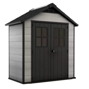 Keter Oakland 7.5 x 4 ft Resin Storage Shed – Compact Outdoor Plastic Shed, Gray