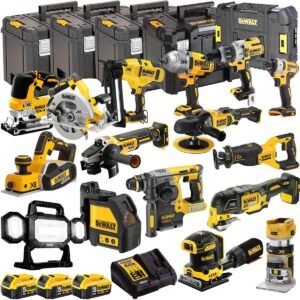 DEWALT 20V MAX XR 16 Tool Combo Kit with 3 x 5.0Ah Batteries – Brushless Drill, Impact Driver & Wrench (DEWKIT23)