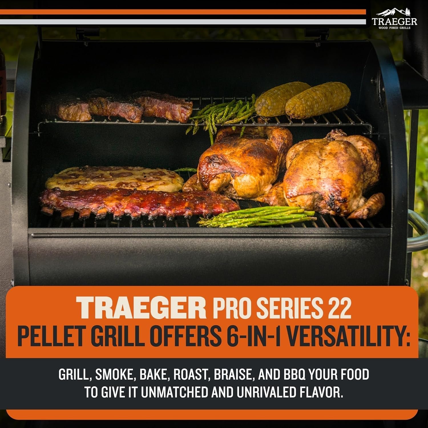 Traeger Pro 22 Wood Pellet Grill & Smoker - 6-in-1 BBQ with 572 Sq In Cooking Area & Digital Pro Controller - TFB57PZBO - Image 6