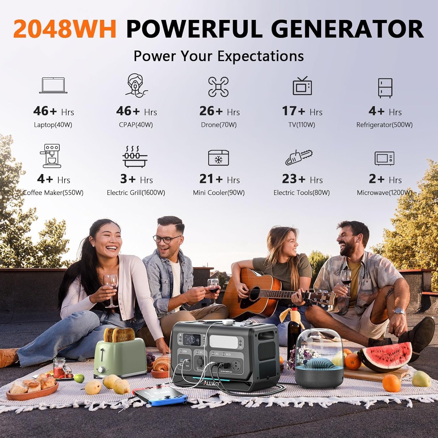 2400W Portable Power Station 2048Wh LiFePO4 (4800W Peak) – Solar Generator with UPS for Home Backup & RV - Image 7