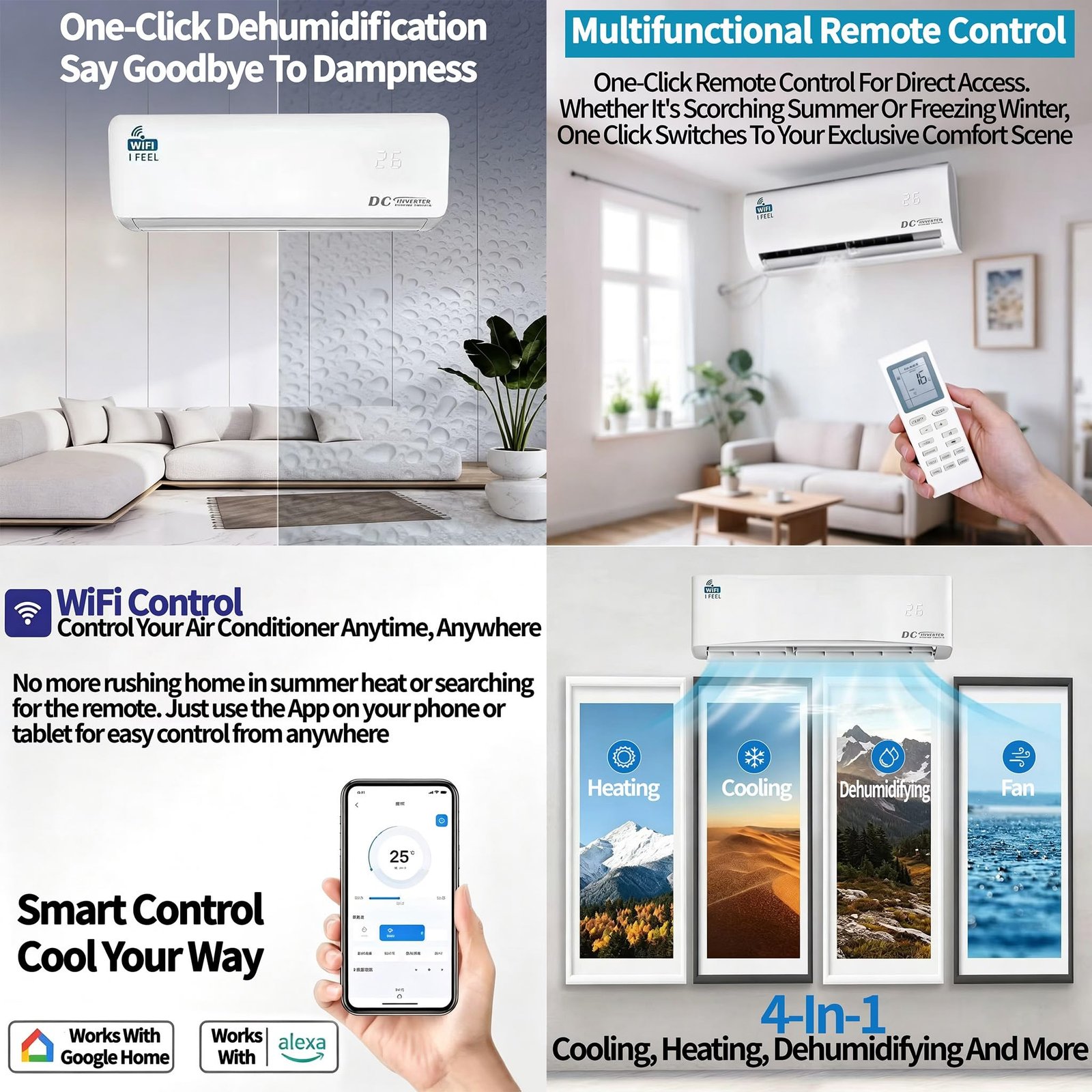 12000 BTU Ductless Mini Split Air Conditioner & Heat Pump – Wi-Fi, 5-in-1 AC, Heater, Dehumidifier, Install Kit - Image 2