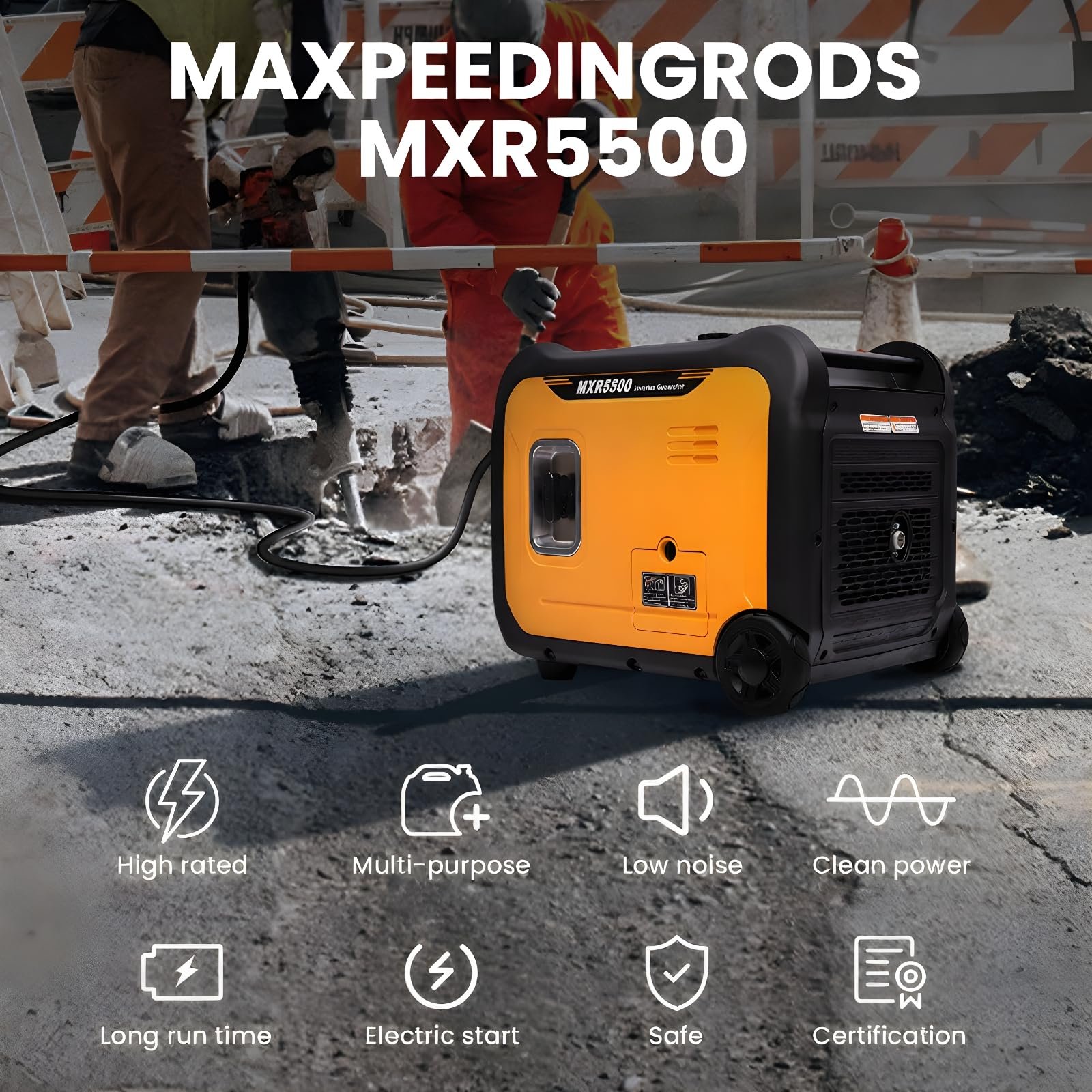 maXpeedingrods 5500W Gas Inverter Generator – Quiet Pure Sine Wave Portable Generator for RV, Home Backup & Jobsite - Image 6