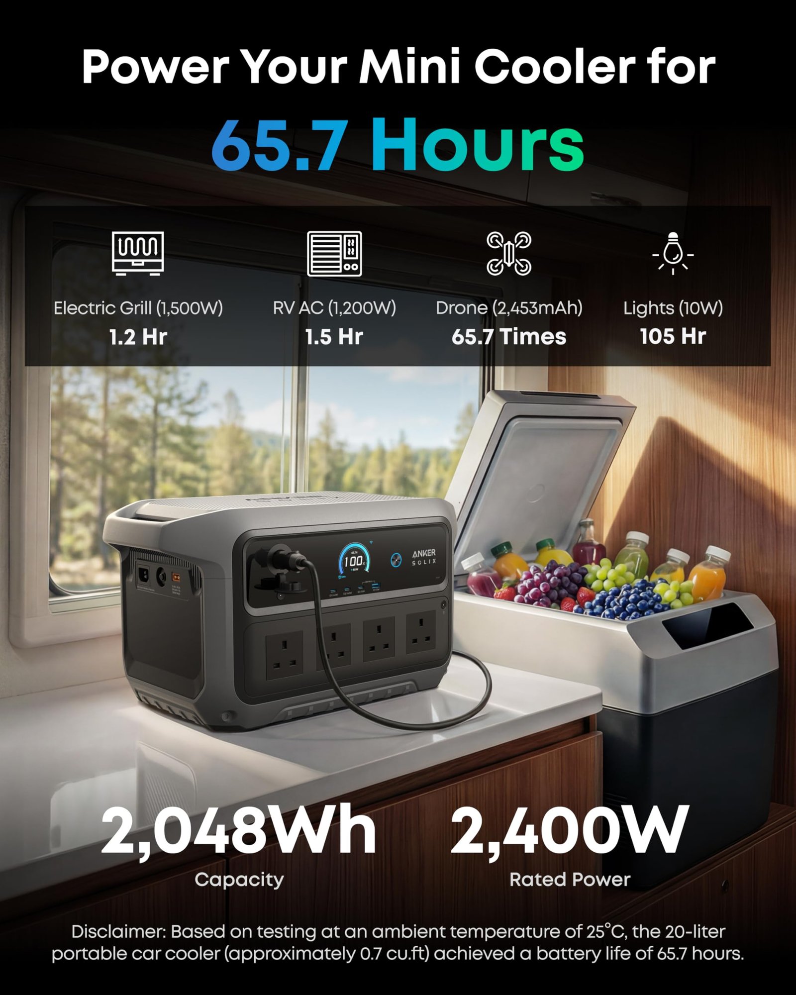Anker SOLIX C2000 Gen 2 Portable Power Station 2048Wh 2400W – LiFePO4 Solar Generator with AC Charging Cable - Image 5