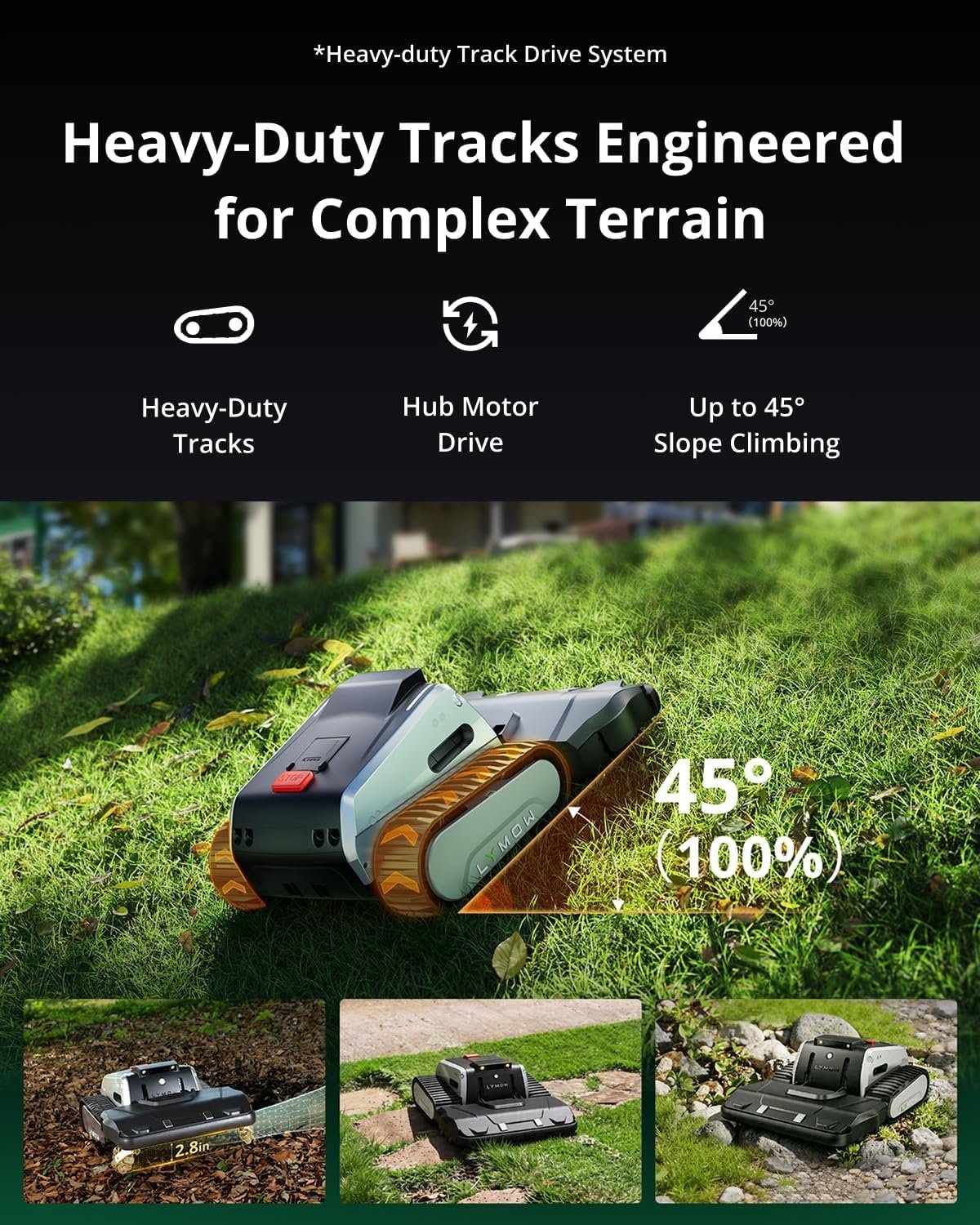 Lymow One Plus Robot Lawn Mower – Wire-Free RTK + Vision, 45° Slope Climbing, 1.1 Acres Daily, 16 in Dual Blades - Image 5