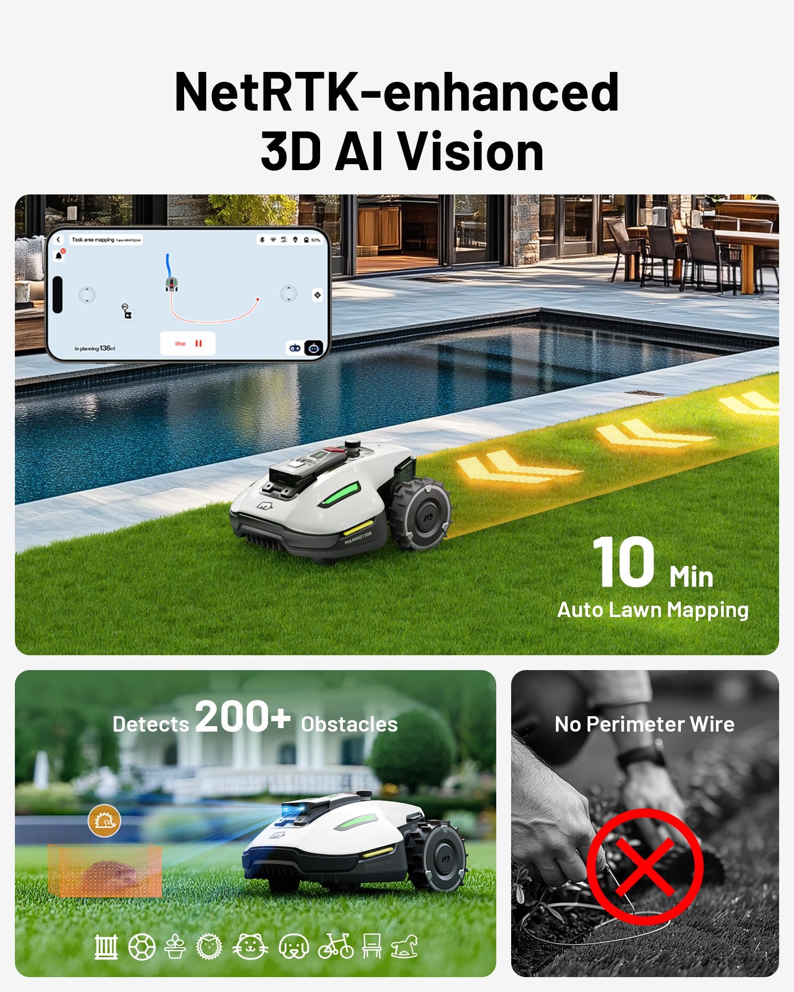 Mammotion YUKA mini 500 Robot Lawn Mower – Wire-Free 3D AI Vision, 45% Slopes, 4G, for Lawns up to 5,400 sq ft - Image 3